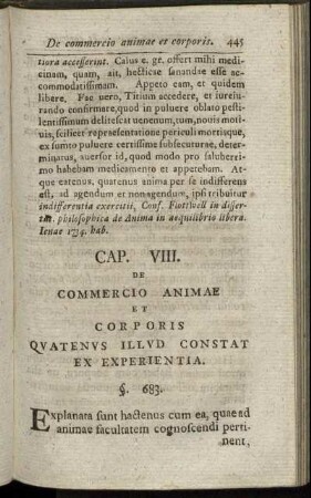 Cap. VIII. De Commercio Animae Et Corporis Quatenus Illud Constat Ex Experientia.