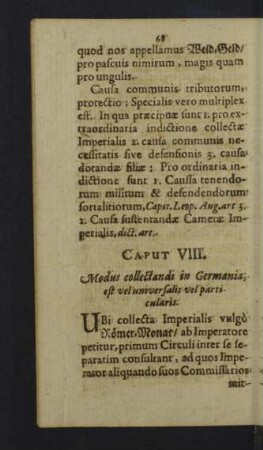 Caput VIII. Modus collectandi in Germania