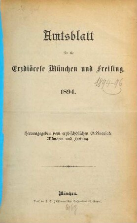 Amtsblatt. 1894