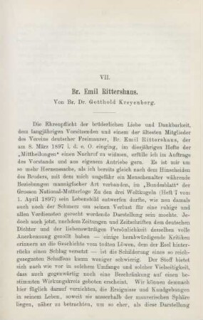 VII. Br. Emil Rittershaus. Von Br. Dr. Gotthold Kreyenberg.