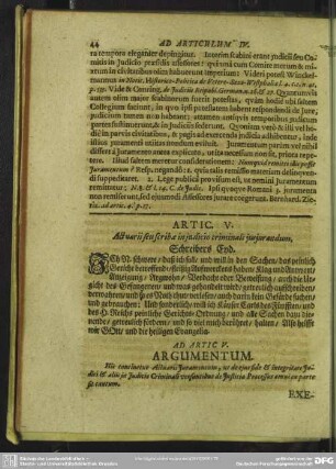 Artic. V. Actuarii seu scribae in iudicio criminali ius iurandum. Schreibers Eyd