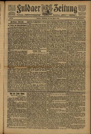 Erste Ausgabe vom Mittwoch, den 25. April 1906.