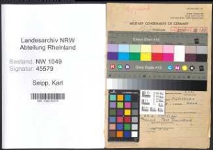 Entnazifizierung Karl Seipp , geb. 03.07.1904 (Studienrat)