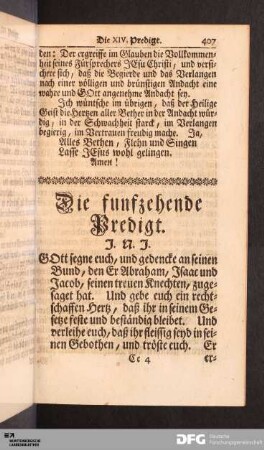 Die funfzehende Predigt.