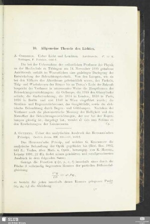 10. Allgemeine Theorie des Lichtes