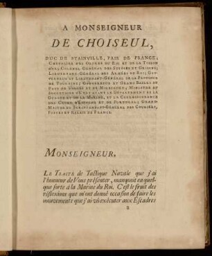 A Monseigneur de Choiseul, Duc de Stainville, Pair de France,...,Votre...De Morogues.