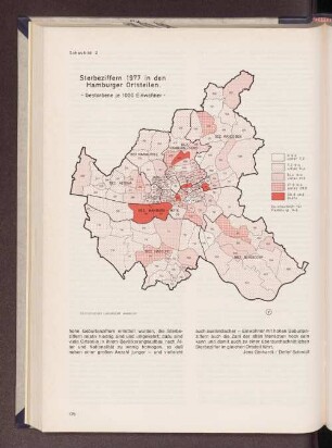 Schaubild 2: Sterbeziffern 1977 in den Hamburger Ortsteilen