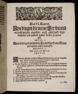 Distinct. I. Von Anno 1666 biß 1676
