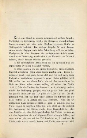 Über das Gleichgewicht biegsamer, unausdehnbarer Flächen