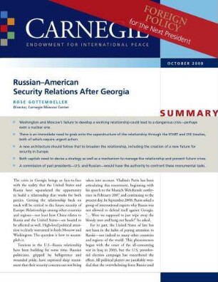 Russian American security relations after Georgia