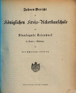 Jahresbericht. 1873/74