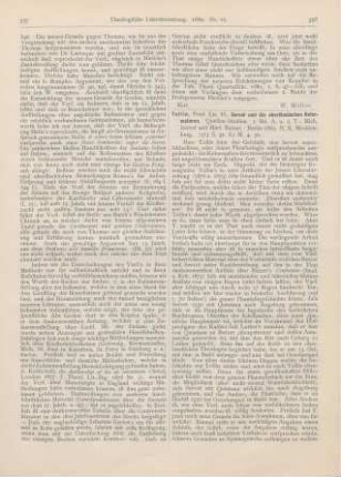 358-363 [Rezension] Tollin, H., Servet und die oberländischen Reformatoren. Quellen-Studien. 1. Bd