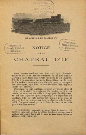 Guide-Souvenir du Touriste au Château d'If : [Umschlagtitel.]