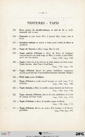 Tentures - Tapis (Nr. 175-187)