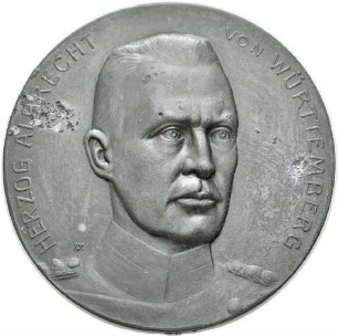 Medaille auf Herzog Albrecht von Württemberg mit einer Darstellung der Germania, 1916