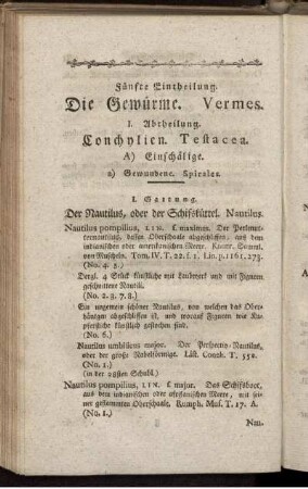 Fünfte Eintheilung. Die Gewürme. Vermes.