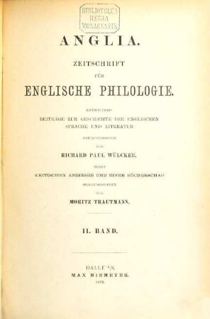 Anglia : journal of English philology. 2. 1879
