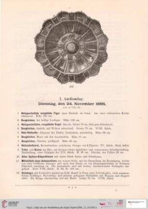 I. Auctionstag: Dienstag, den 24. November 1896 (Nr. 1 - 152)