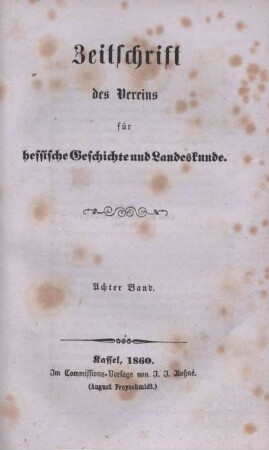 8: Zeitschrift des Vereins für Hessische Geschichte und Landeskunde