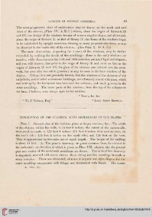 Description of the cloister, with references to the plates
