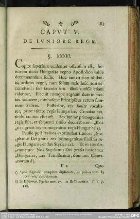 Caput V. De Iuniore Rege