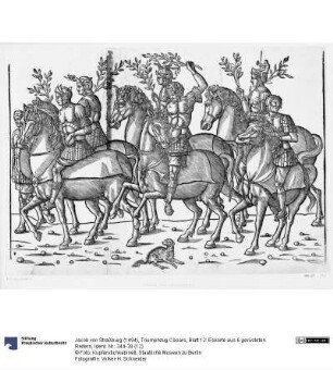 Triumphzug Cäsars, Blatt 12: Eskorte aus 6 gerüsteten Reitern
