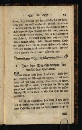 II. Von der Verschiedenheit der menschlichen Charaktere