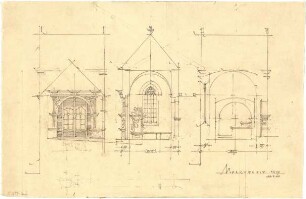 Döllgast, Hans; Marktbreit; Kirche mit Aussegnungshalle - Schnitte