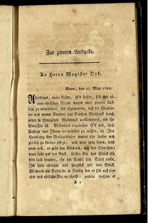 Zur zwoten Ausgabe.