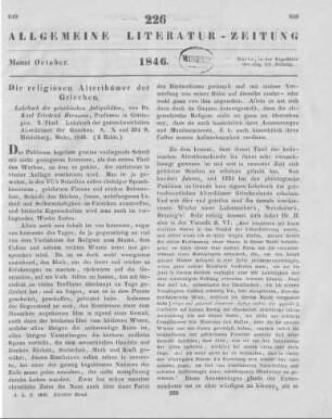 Hermann, K. F.: Lehrbuch der griechischen Antiquitäten. Bd. 1-2. Lehrbuch der gottesdienstlichen Alterthümer der Griechen. Heidelberg: Mohr 1846