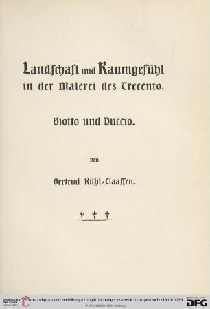 Landschaft und Raumgefühl in der Malerei des Trecento - Giotto und Duccio