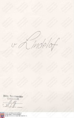 Lindelof, F[riedrich Freiherr v.], in Darmstadt