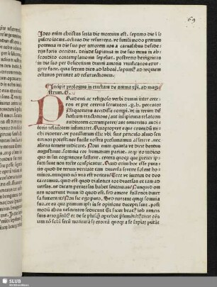 Incipit prologus in tractatum de anima christi. ad magistrum. G.