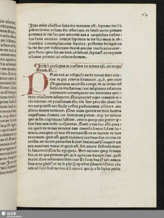 Incipit prologus in tractatum de anima christi. ad magistrum. G.