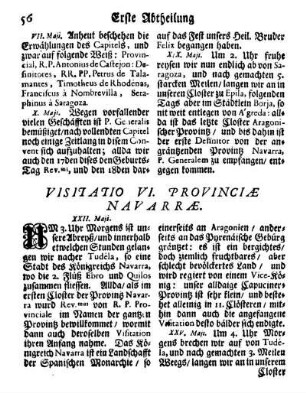 Visitatio VI. Provinciæ Navarræ