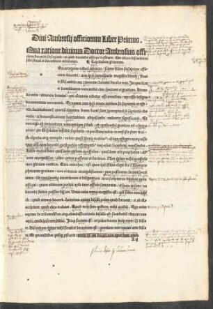Divi Ambrosii officiorum Liber Primus.