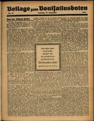 Zweite Ausgabe vom Sonntag, den 27. Dezember 1931.