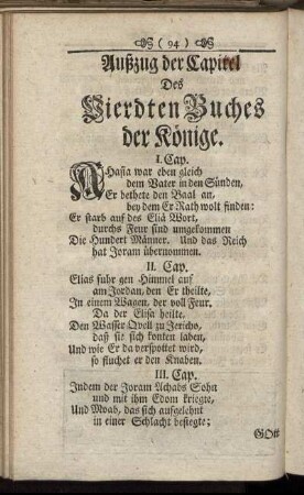 Außzug der Capitel Des Vierdten Buches der Könige