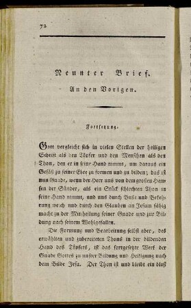 Neunter Brief. An den Vorigen.