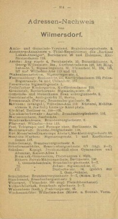 Adressen-Nachweis von Wilmersdorf