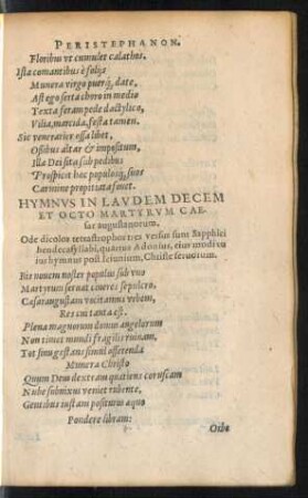 Hymnus In Laudem Decem Et Octo Martyrum Caesar augustanorum.