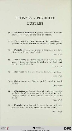 Bronze – Pendules – Lustres (Nr. 78-95)