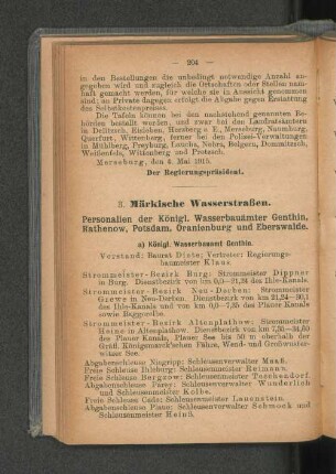 a) Königl. Wasserbauamt Genthin.