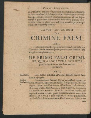 Caput Secundum. De Crimine Falsi.