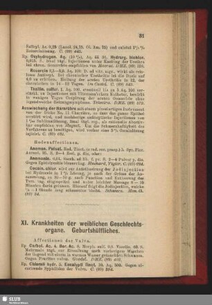 XI. Krankheiten der weiblichen Geschlechtsorgane. Geburtshülfliches