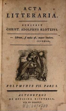 Acta litteraria. 7. 1772/76
