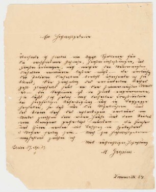 Gutshaus Drewen: Brief von Martin Gropius an den Bauherrn Gustav Brandt von Lindau