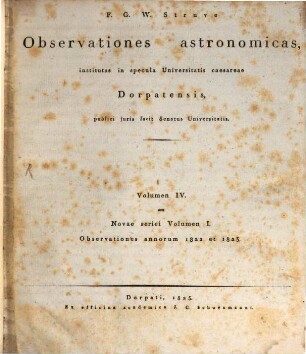 Observationes astronomicas, institutas in specula Universitatis Caesareae Dorpatensis. 4, Observationes annorum 1822 et 1823