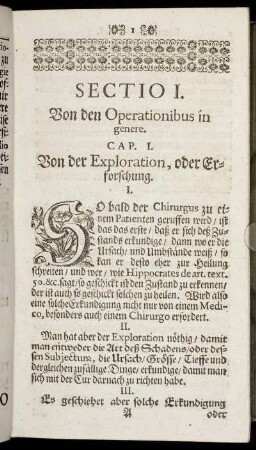 Sectio I. Von den Operationibus in genere.
