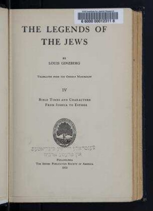Bible times and characters : from Joshua to Esther / by Louis Ginzberg
